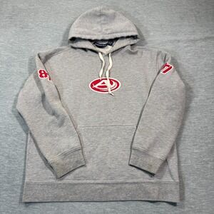 Aeropostale Hoodie Men Large Gray Pullover Graphic Logo Fleece Sweatshirt Y2K